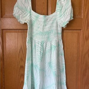 Roxy Mint Green Leaf Print Swim Coverup